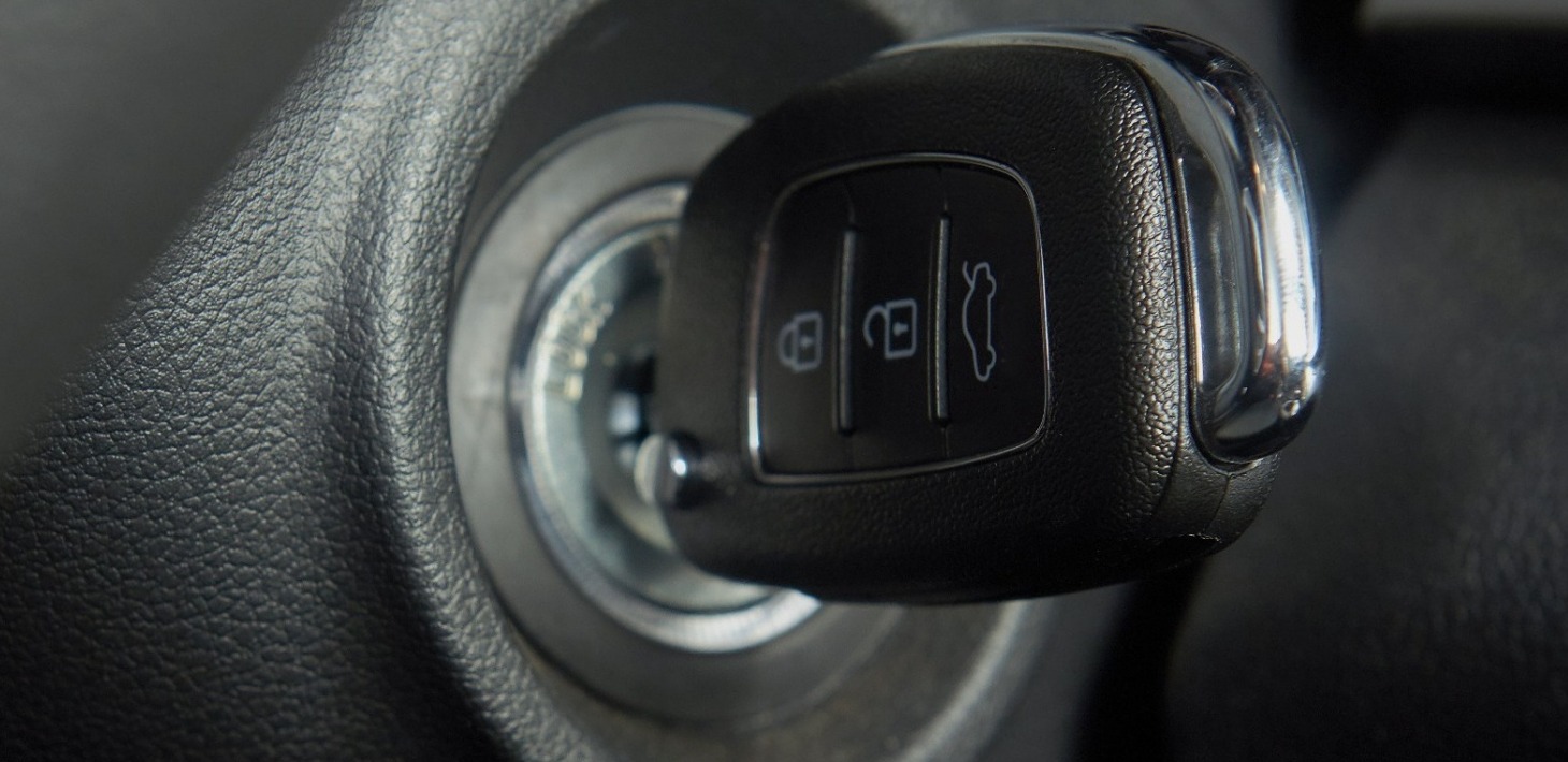 Car key in ignition, automotive locksmith Barrie